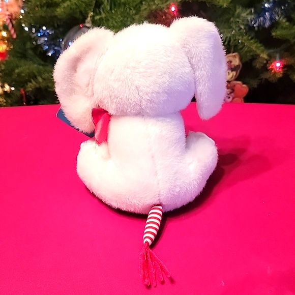 8 Inch Vintage 80's Christmas Dreams Applause Candy Cane White Elephant Plush - Picture 6 of 6